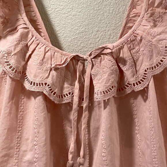 SHABBY CHIC (NWT) 2 PC Ruffled Woven Eyelet Pajama Shorts/Top, Pink - L - Picture 3 of 8